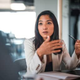 Woman talking to her coworker